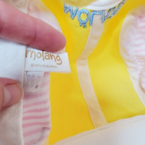 Kids Toddler Molang Embroidered 3D Adjustable Strips Pink Yellow Hat Cap READ - Picture 7 of 7